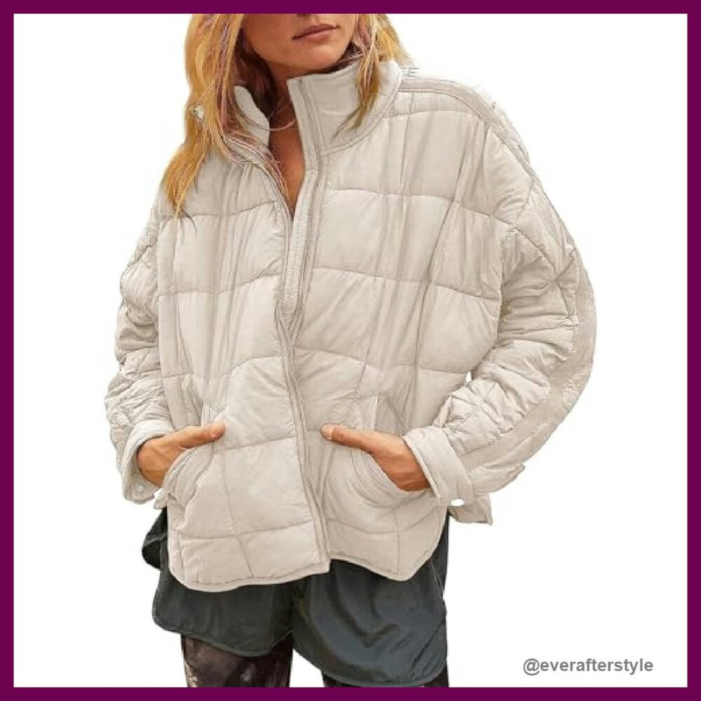 Lightweight Oversized Puffer Jacket Packable Fold… - image 2
